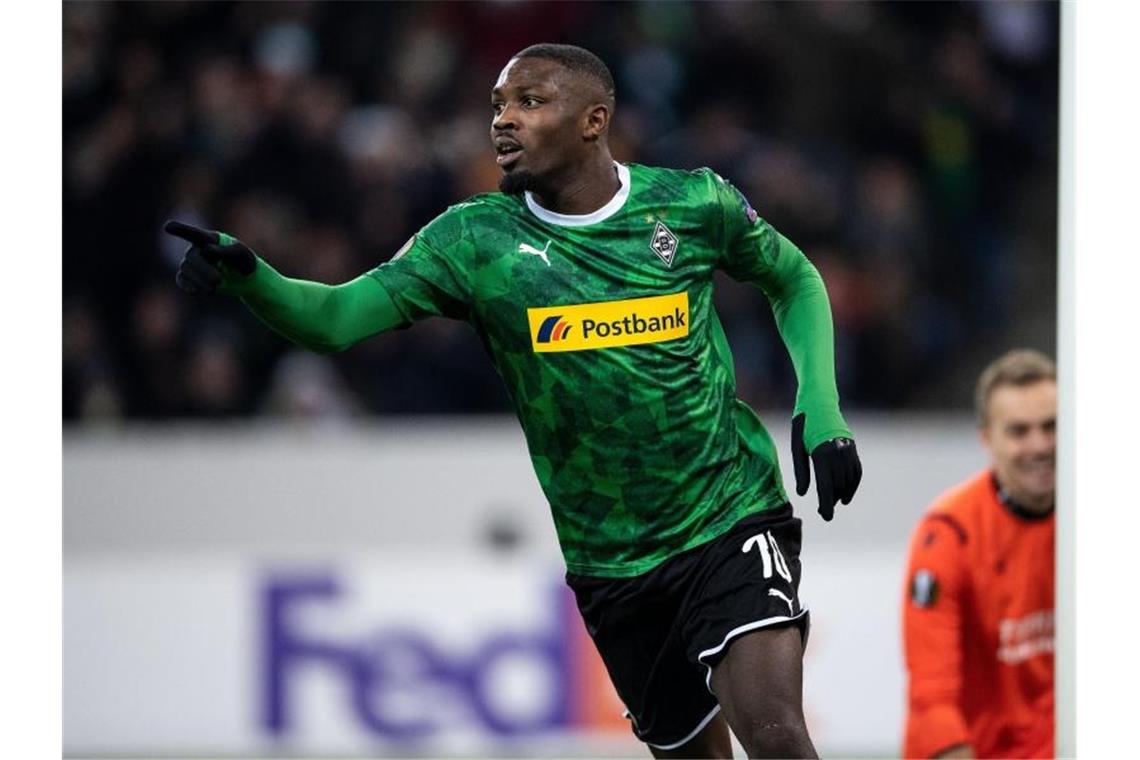 Marcus Thuram brachte Gladbach mit 1:0 in Führung. Foto: Marius Becker/dpa