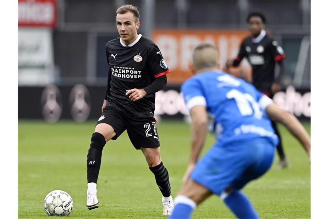 Mario Götze traf in seinem ersten Spiel für PSV Eindhoven bereits nach neun Minuten zur Führung. Foto: Olaf Kraak/ANP/dpa