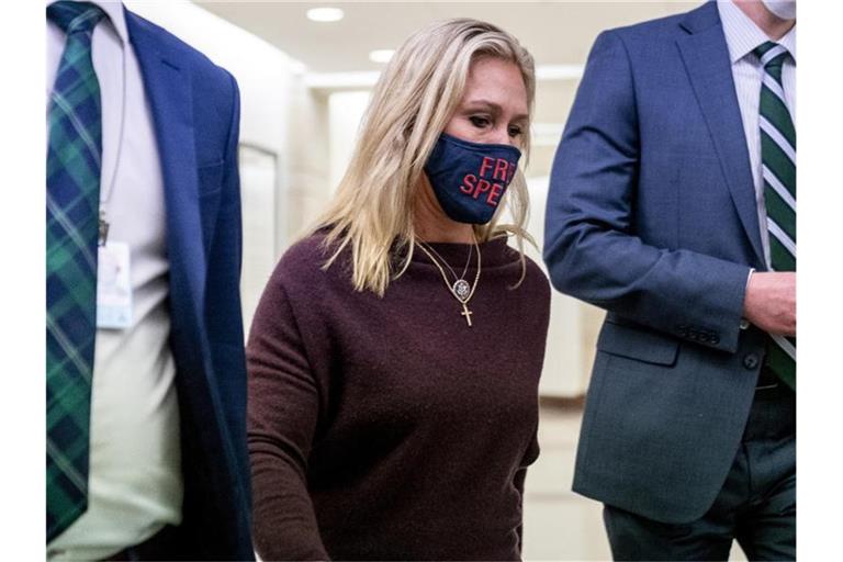 Marjorie Taylor Greene aus dem Bundesstaat Georgia hat seit Januar einen Sitz im Repräsentantenhaus. Foto: Andrew Harnik/AP/dpa
