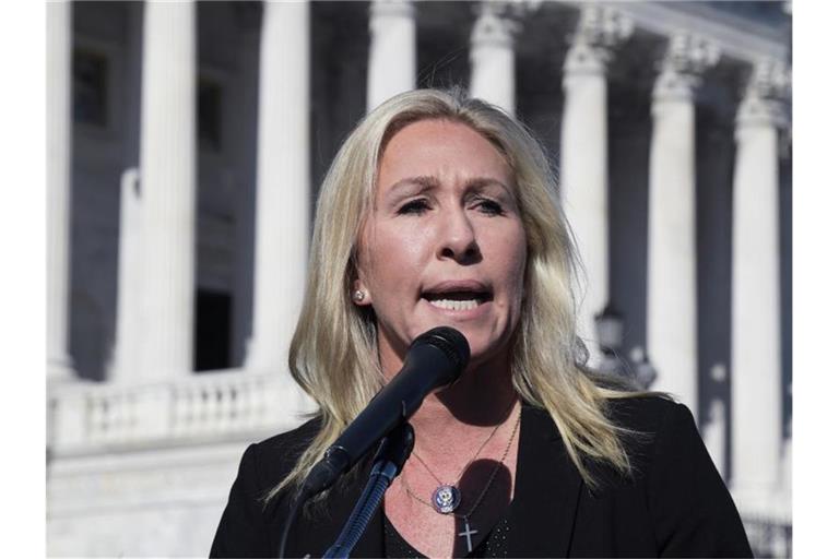 Marjorie Taylor Greene bei einer Pressekonferenz in Washington. Foto: Lenin Nolly/ZUMA Wire/dpa