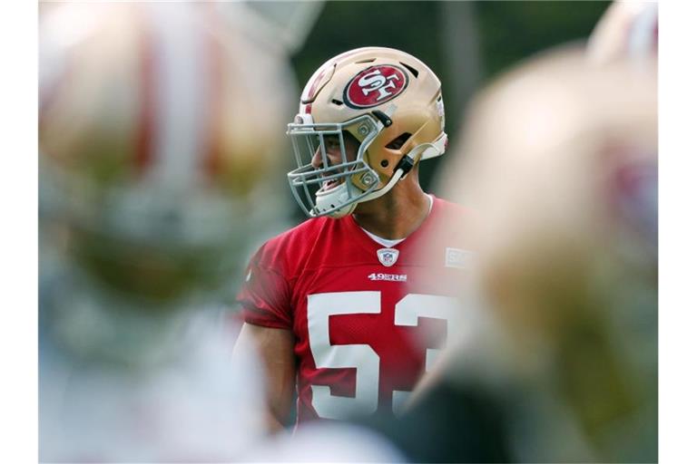 Mark Nzeocha will mit den San Francisco 49ers das Super-Bowl-Finale gewinnen. Foto: Wilfredo Lee/AP/dpa