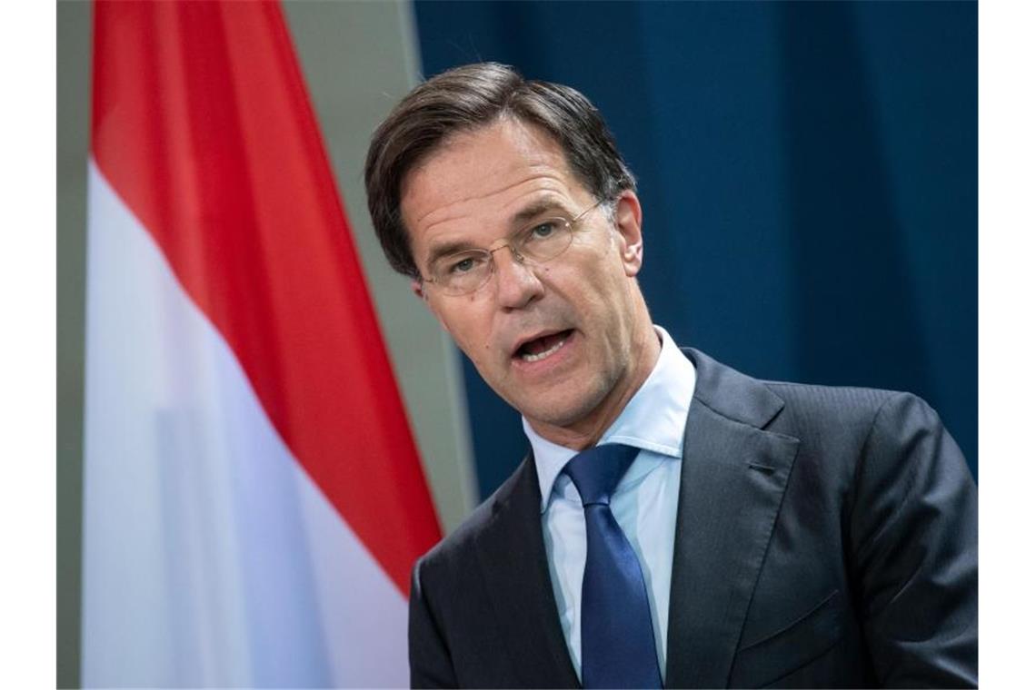 Mark Rutte, Ministerpräsident der Niederlande, bei einer Pressekonferenz vergangen Woche. Foto: Bernd von Jutrczenka/dpa Pool/dpa