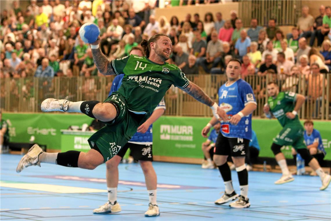 HC Oppenweiler/Backnang Rückenwind für die Aufstiegsrunde Markus Dangers und der HCOB präsentieren sich im letzten Spiel vor der Aufstiegsrunde zur 2. Liga in guter Form. Foto: Bernd Strohmaier