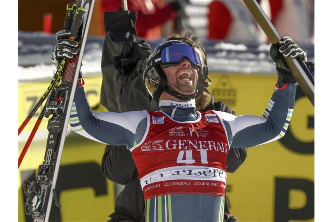 Sander und Baumann beim ersten Abfahrtsrennen in den Top Ten Martin Cater aus Slowenien freut sich über seinen Sieg. Foto: Alessandro Trovati/AP/dpa