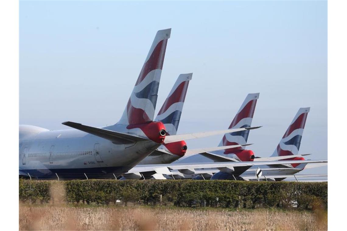 Maschinen von British Airways am Flughafen Bournemouth. Foto: Andrew Matthews/PA Wire/dpa