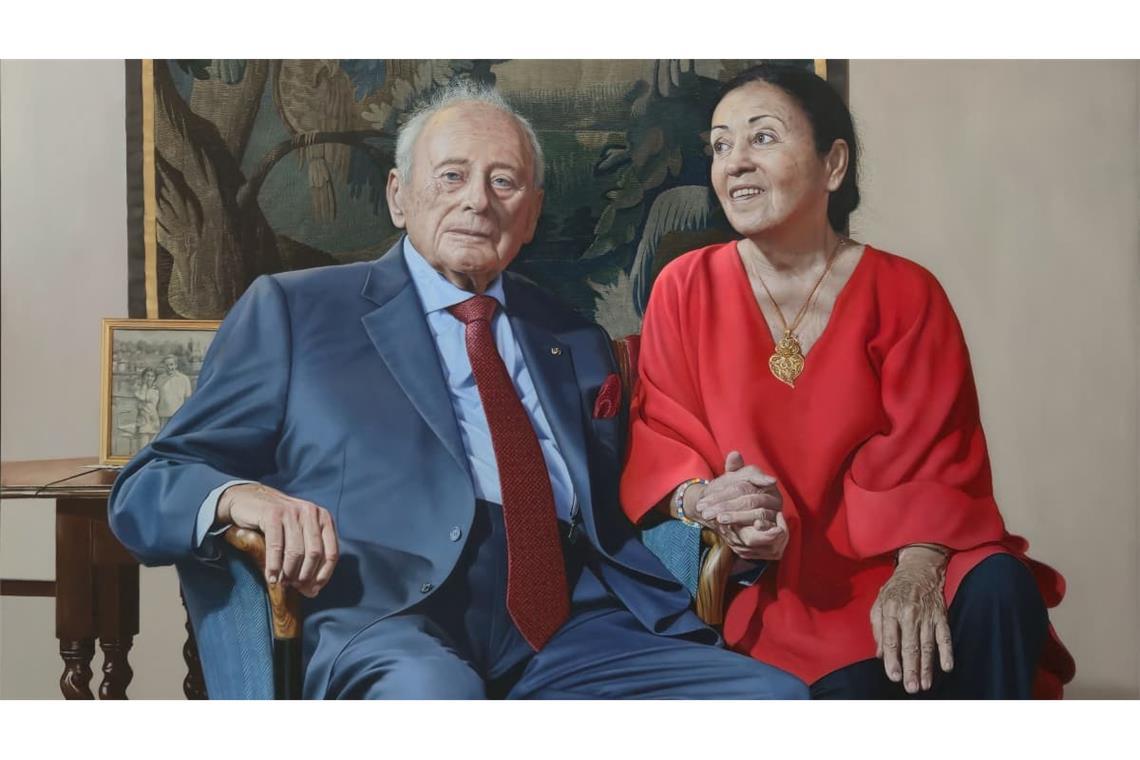 Massimiliano Pirontis Porträt von Reinhold und Carmen Würth (Ausschnitt) hängt in den Räumen der Familie. In der Ausstellung in Nürtingen (Eröffnung am Montag, 19. Oktober, 19.30 Uhr) ist eine Studie des Bildes zu sehen.