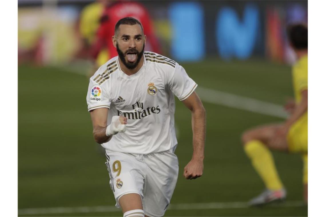 Matchwinner beim Sieg von Real gegen den FC Villareal: Doppeltorschütze Karim Benzema. Foto: Bernat Armangue/AP/dpa