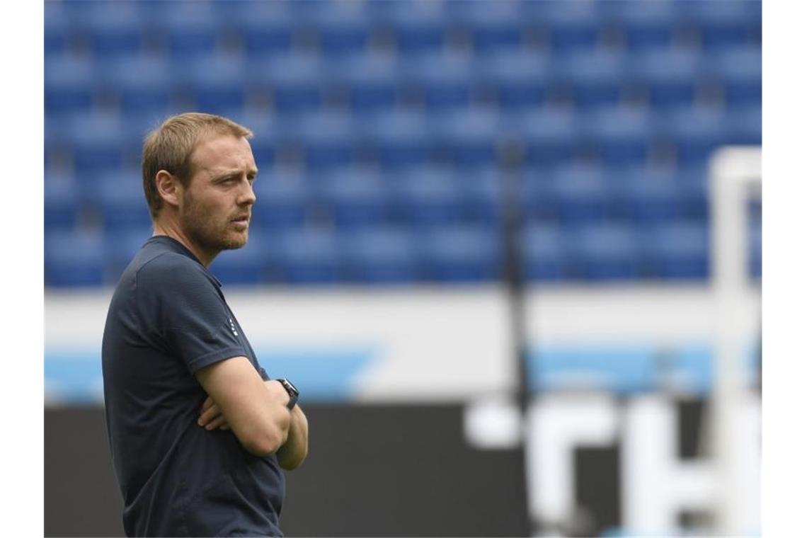 Matthias Kaltenbach, der Trainer von 1899 Hoffenheim. Foto: Thomas Kienzle/AFP Pool/dpa/Archivbild