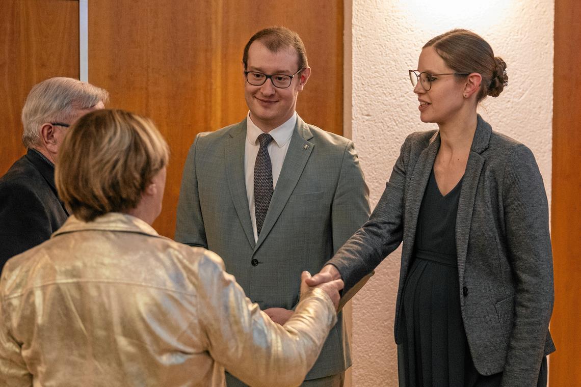 Backnanger OB Maximilian Friedrich zum dritten Mal Vater Maximilian und Kerstin Friedrich vor einem Monat beim Neujahrsempfang im Backnanger Bürgerhaus.