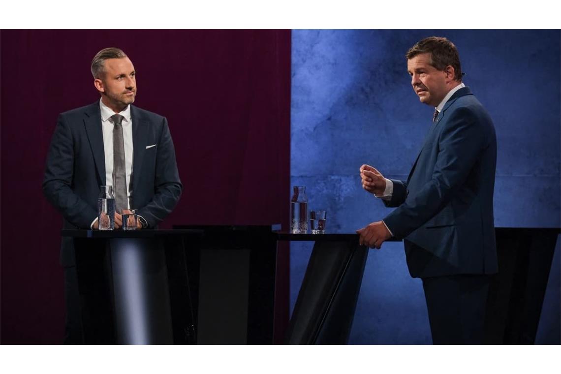 MDR-Wahlarena mit den Spitzenkandidaten Ulrich Siegmund (AfD) und Sven Schulze (CDU) zur Landtagswahl.