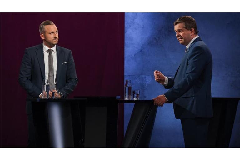 MDR-Wahlarena mit den Spitzenkandidaten Ulrich Siegmund (AfD) und Sven Schulze (CDU) zur Landtagswahl.
