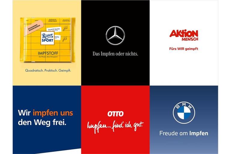 Mehr als 150 Unternehmen haben ihre Markenslogans für eine Impfkampagne umgeändert. Foto: #ZusammenGegenCorona/dpa/Handout