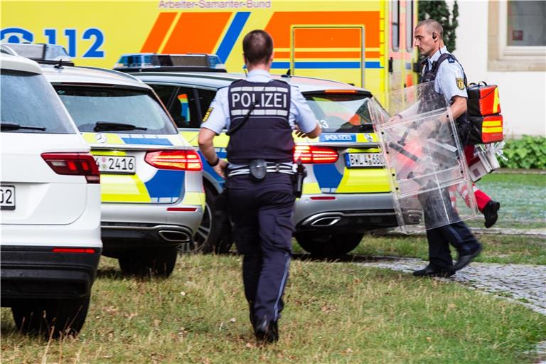 Mehrere Streifen waren nötig, um den Mann im ZfP unter Kontrolle zu bringen. Foto: Benjamin Beytekin