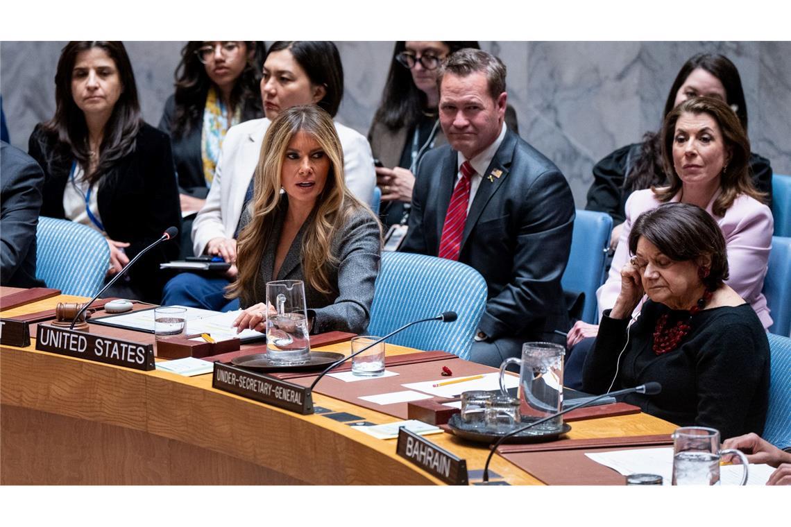 Melania Trump, First Lady der USA, leitet eine Sitzung des Sicherheitsrates der Vereinten Nationen.