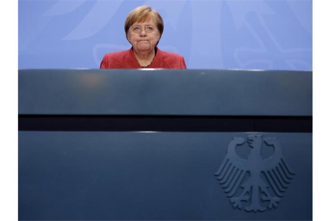 Merkel hatte sich in einer Videokonferenz mit den Ministerpräsidenten der Bundesländer über das weitere Vorgehen in der Corona-Krise beraten. Foto: Odd Andersen/AFP/POOL/dpa