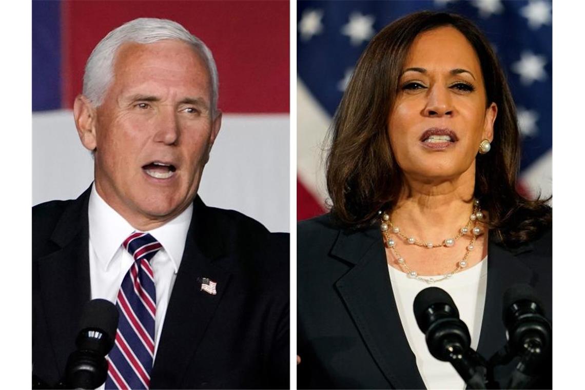 Duell der Vize-Kandidaten zur US-Präsidentenwahl Mike Pence und Kamala Harris treffen in einem TV-Duell aufeinander. Foto: Robert F. Bukaty/Carolyn Kaster/AP/dpa