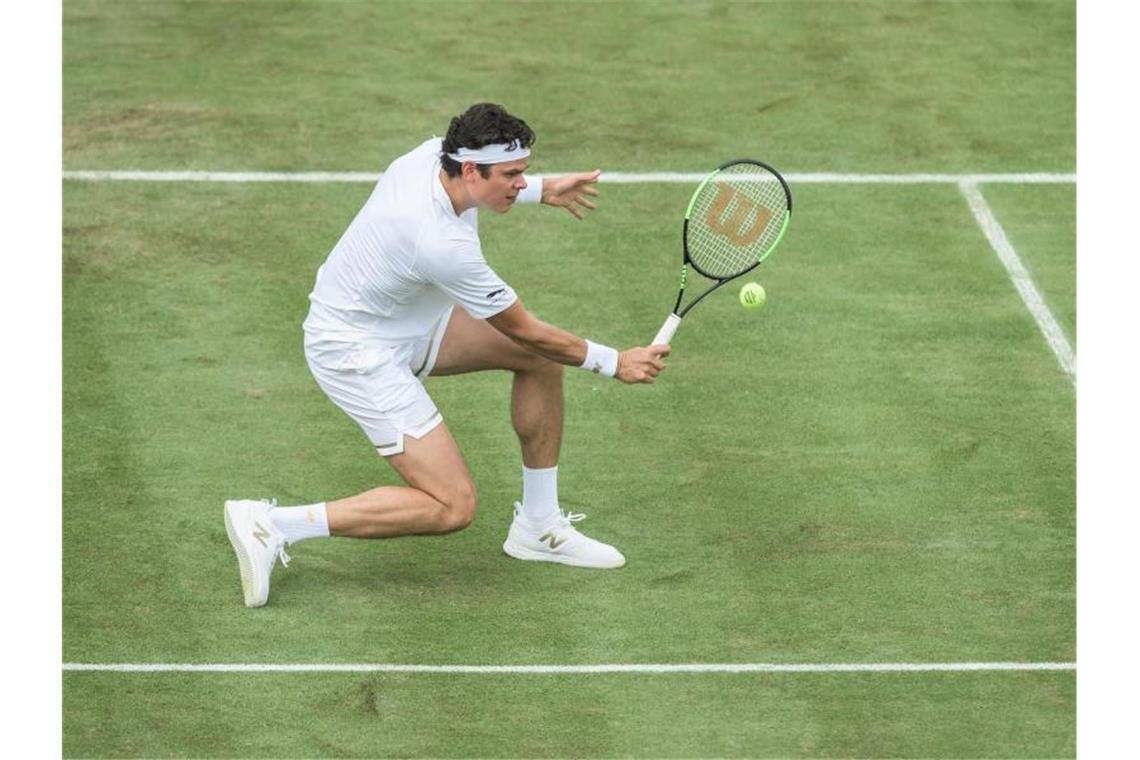Ex-Wimbledon-Finalist Raonic im Stuttgarter Viertelfinale Milos Raonic in Aktion. Foto: Silas Stein