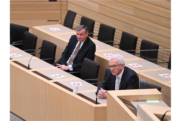 Ministerpräsident Winfried Kretschmann (Grüne) und Hans-Ulrich Rülke, Spitzenkandidat der FDP. Foto: Marijan Murat/dpa/Archivbild