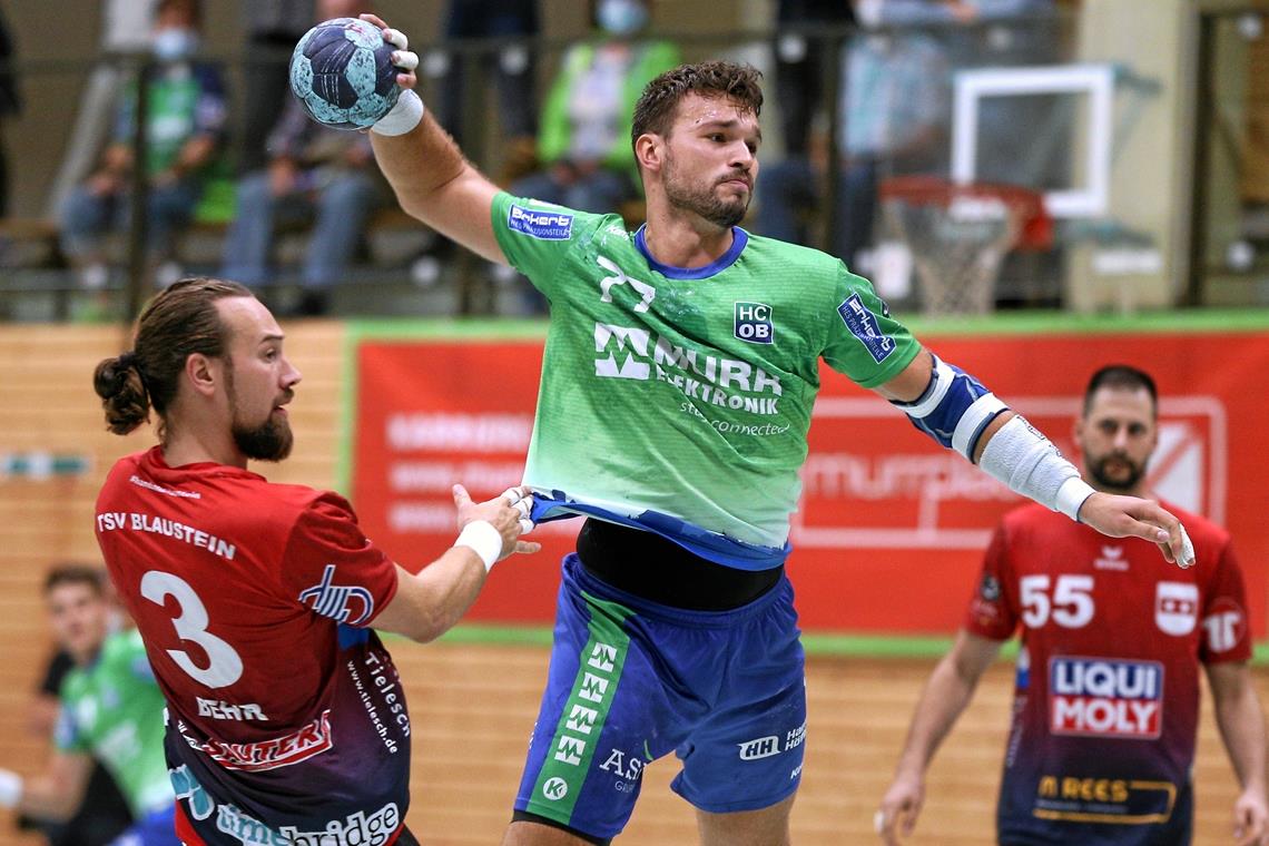 Mit dem HCOB haushoch überlegen: Tim Düren. 46:26 bezwang das Team aus dem Murrtal das Kellerkind aus Blaustein. Foto: A. Becher