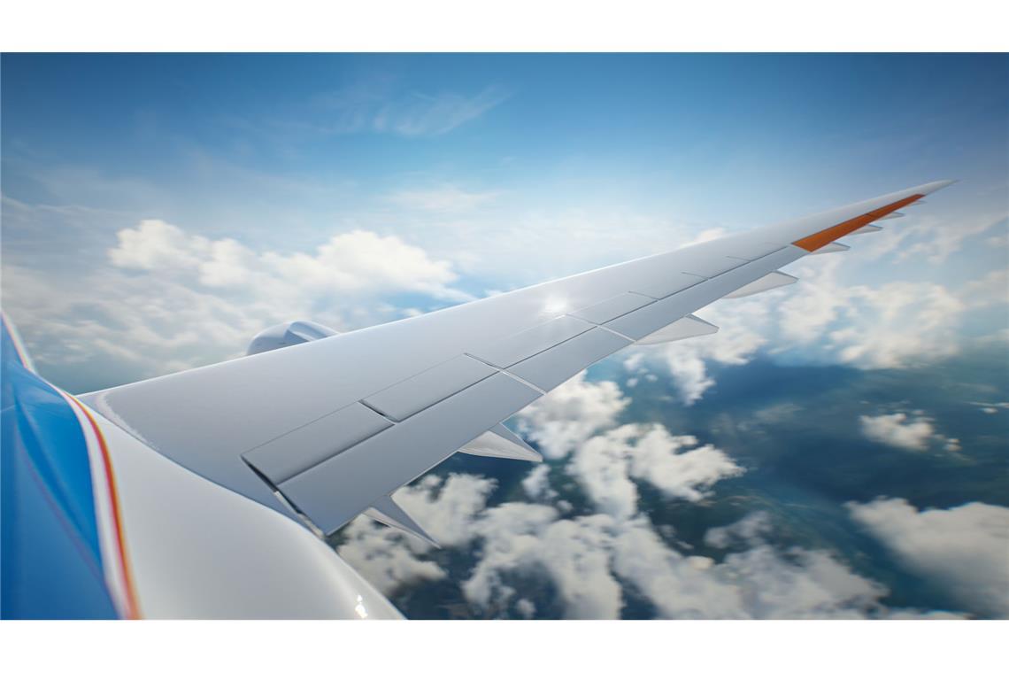 Mit den hochgestreckten Flügel wird weniger Treibstoff verbraucht.