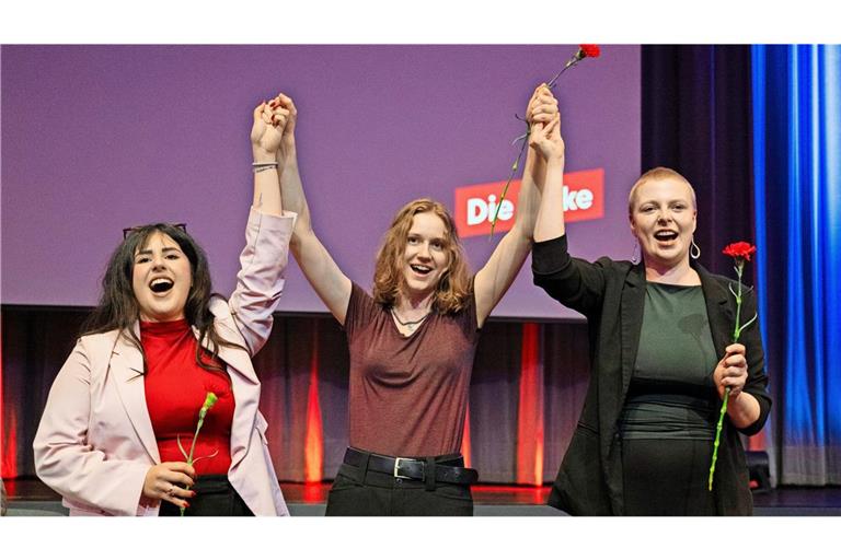 Mit ihrem Spitzentrio aus Mersedeh Ghazaei, Amelie Vollmer und Kim Sophie Bohnen hofft Die Linke auf den erstmaligen Einzug in den Landtag.