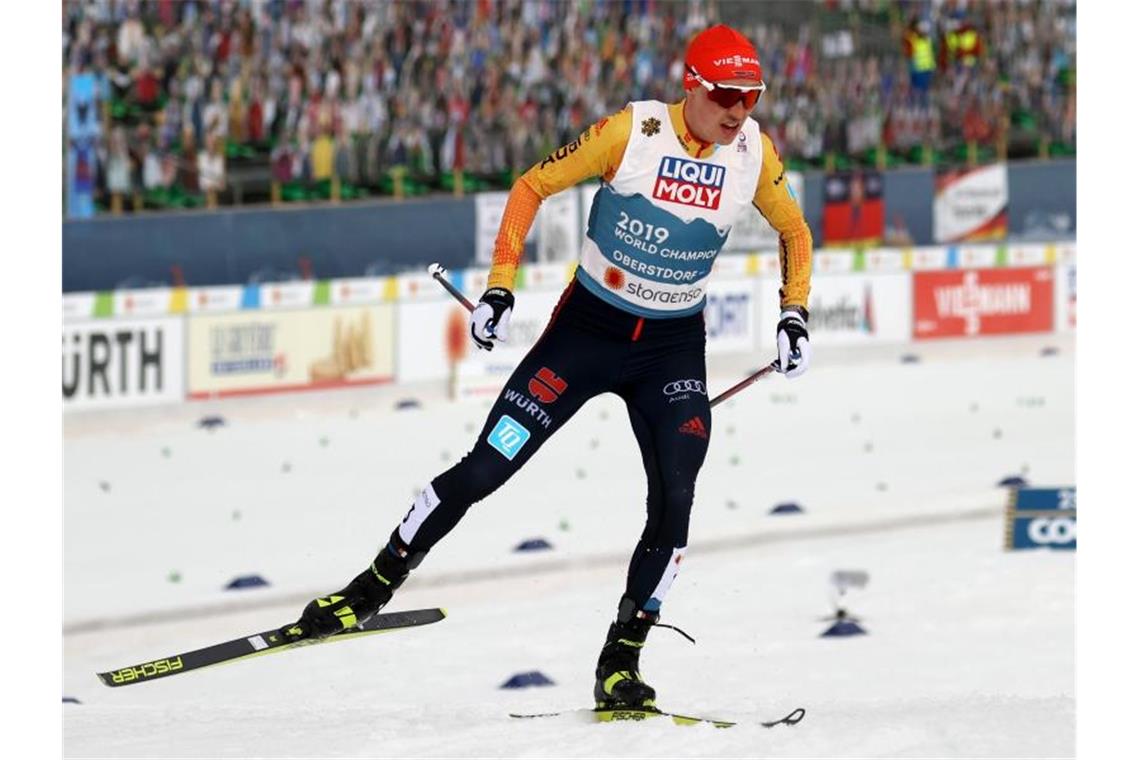 Mit Rang vier der beste Deutsche: Eric Frenzel. Foto: Karl-Josef Hildenbrand/dpa