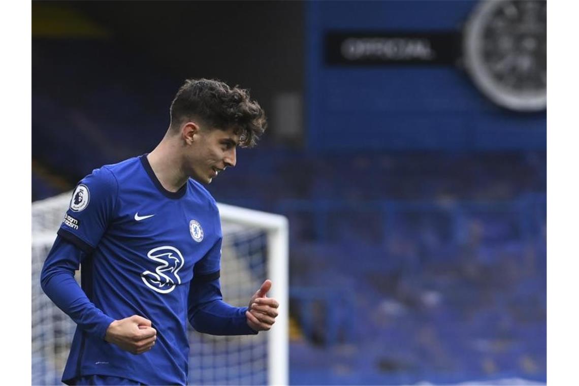 Havertz-Doppelpack für Chelsea - Man City vor Titelgewinn Mit zwei Toren Chelsea-Matchwinner gegen Fulham: Kai Havertz. Foto: Neill Hall/Pool EPA/AP/dpa