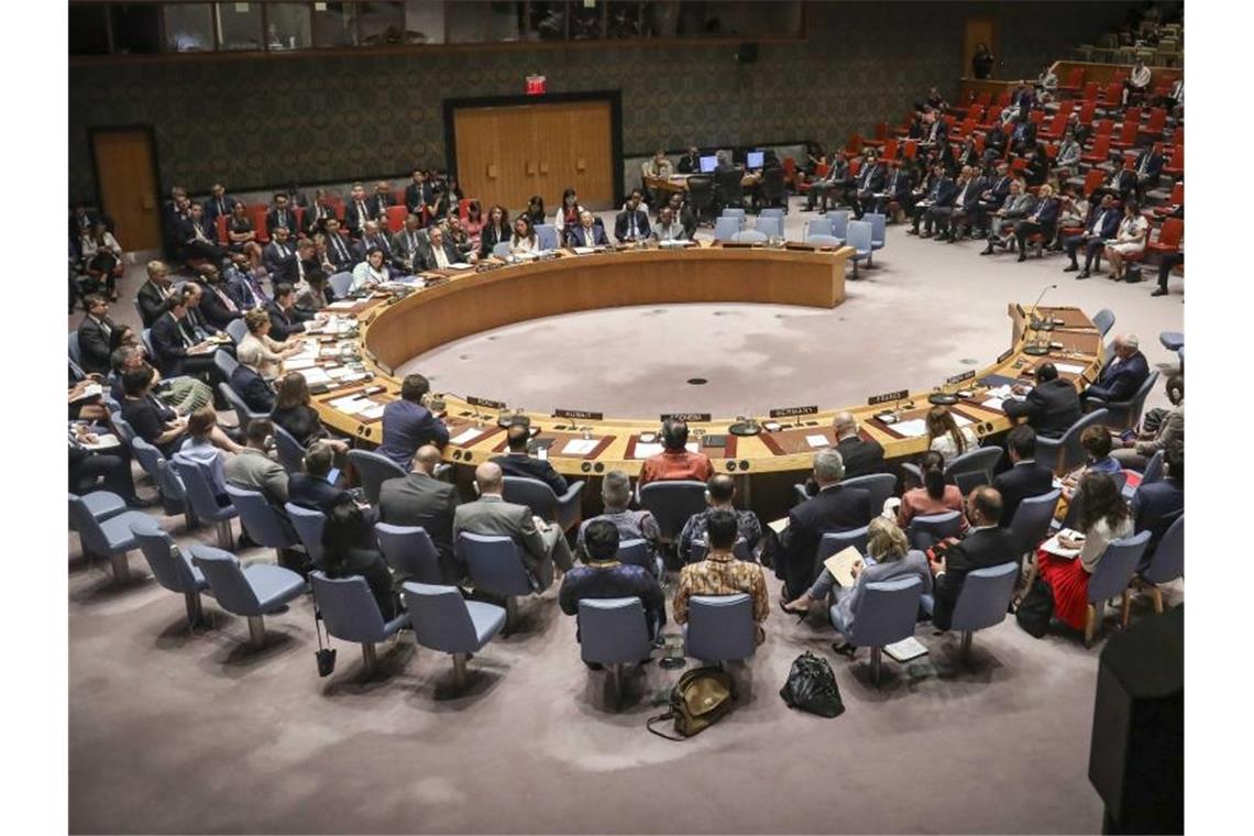 Mitglieder nehmen im August 2019 an einer Sitzung des Sicherheitsrates der Vereinten Nationen teil. Foto: Bebeto Matthews/AP/dpa