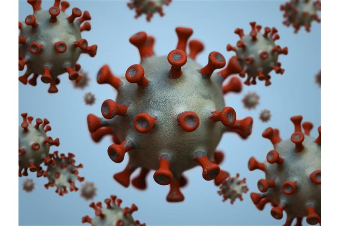 Modelle eines Coronavirus (bearbeitet mit Photoshop). Foto: Peter Endig/dpa-Zentralbild/dpa/Illustration