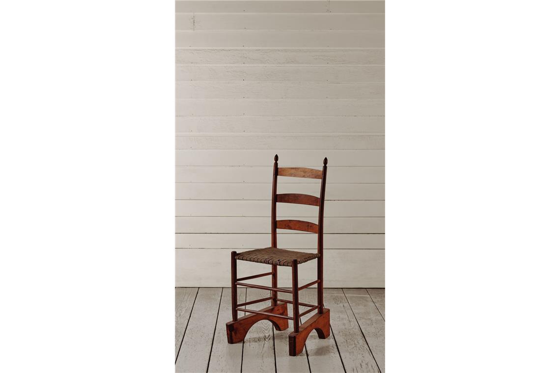 Möbel im Shaker Stil – cooles Design für die Ewigkeit Modifizierter Webstuhl, Sabbathday Lake, Maine, ca. 1875-99.