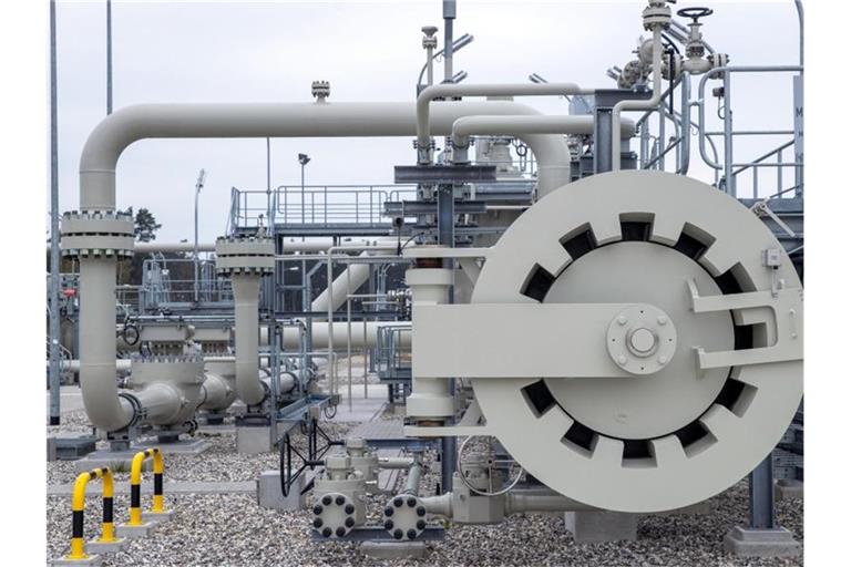 Molchstation, Rohrsysteme und Absperrvorrichtungen in der Gasanlandestation von Nord Stream 2. Foto: Jens Büttner/dpa-Zentralbild/dpa