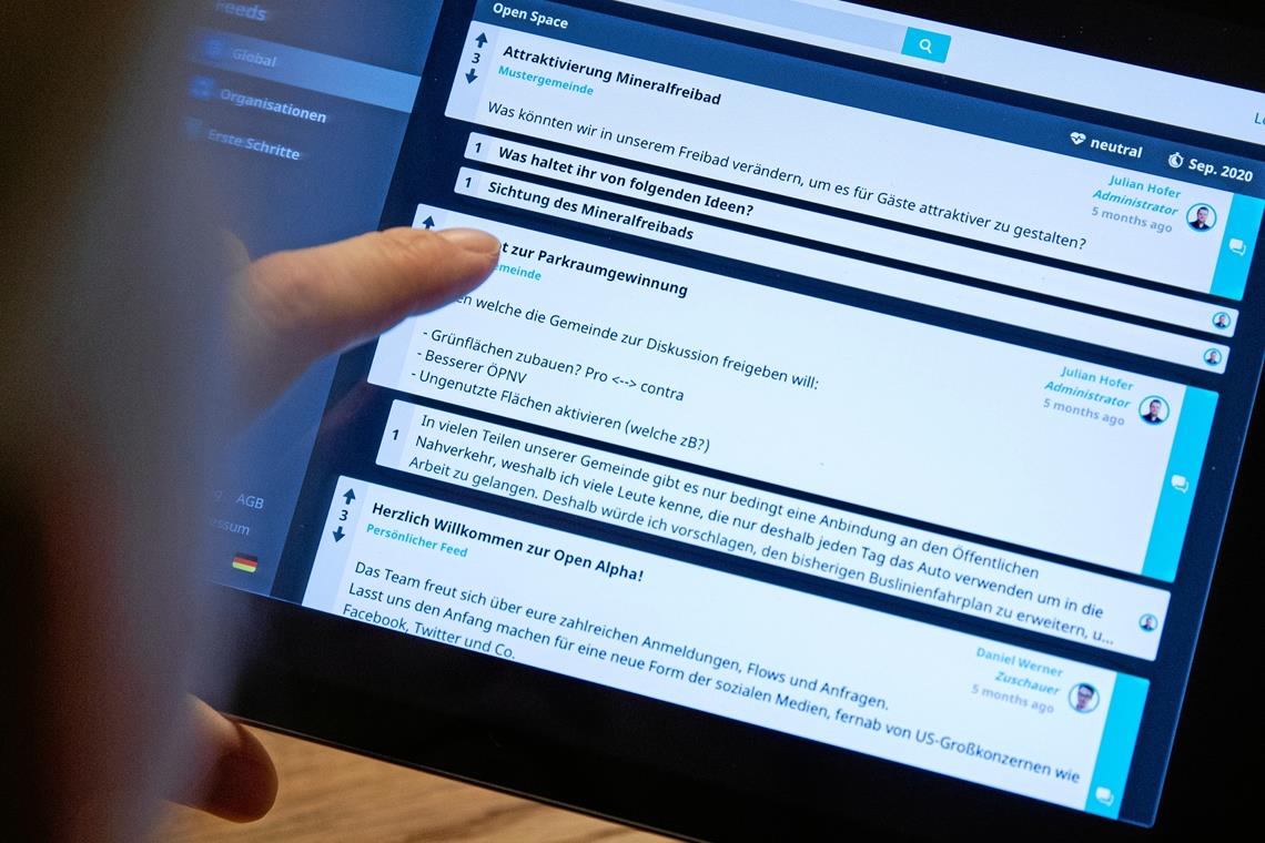 Neue Wege in der Einwohnerbeteiligung Momentan befindet sich das Tool zur digitalen Bürgerbeteiligung noch in der Testphase, bald sollen die Einwohner Oppenweilers sich jedoch über lokale Themen austauschen. Foto: A. Becher