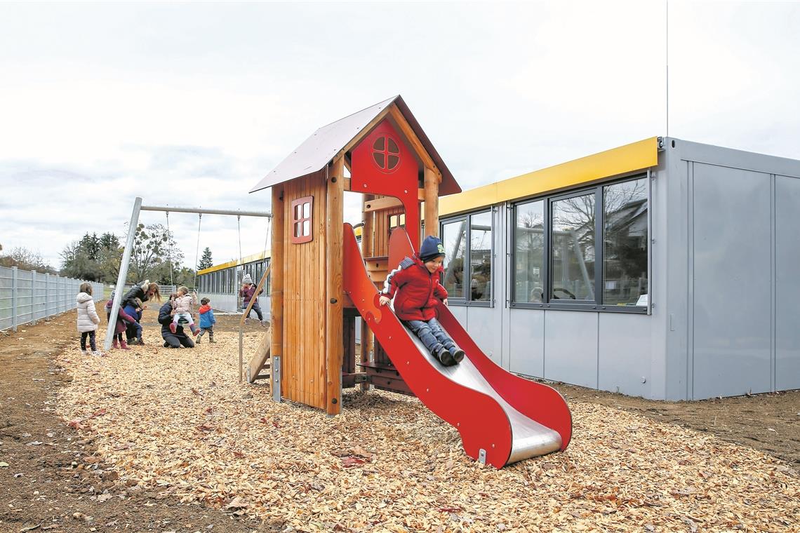 Momentan sind Kindergartenkinder noch in provisorischen Containerbauten untergebracht. Archivfoto: A. Becher