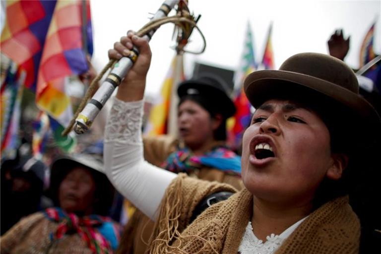 Morales hatte nicht nur Gegner: Unterstützer des ehemaligen Präsidenten bei einer Demonstration in La Paz. Foto: Natacha Pisarenko/AP/dpa