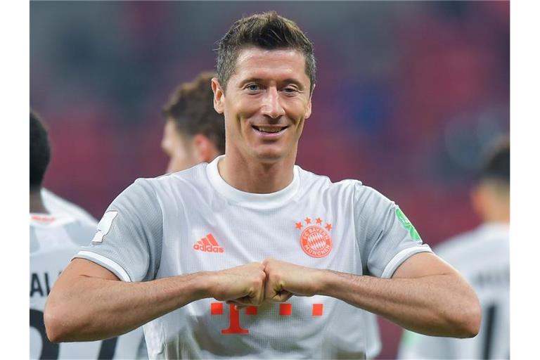 Münchens Robert Lewandowski will auch am Donnerstag im Finale der Club-WM jubeln. Foto: Nikku/XinHua/dpa