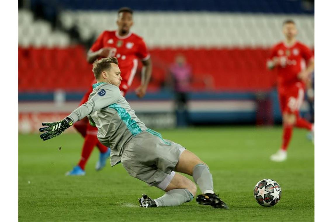 Münchens Torwart Manuel Neuer in Aktion. Foto: Sebastien Muylaert/dpa