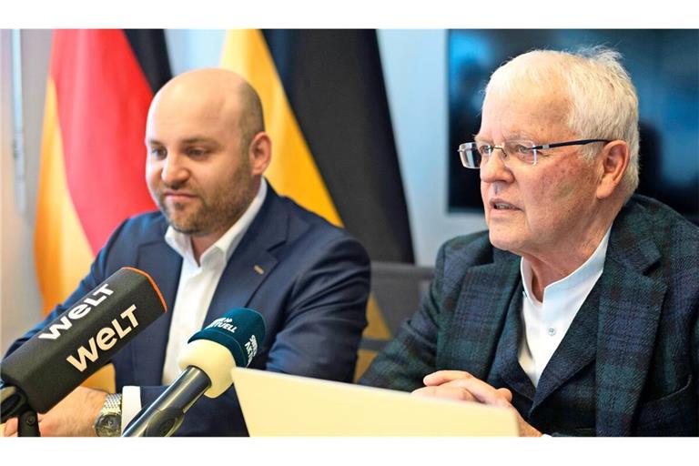 Müssen klären, wie das Geld abhanden kam: Markus Frohnmaier (links) und Emil Sänze, der Fraktionsvorsitzende der AfD im Landtag von Baden-Württemberg.