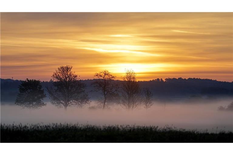 Mystischer Start in den Tag: Bodennebel und Sonnenaufgang in Unlingen