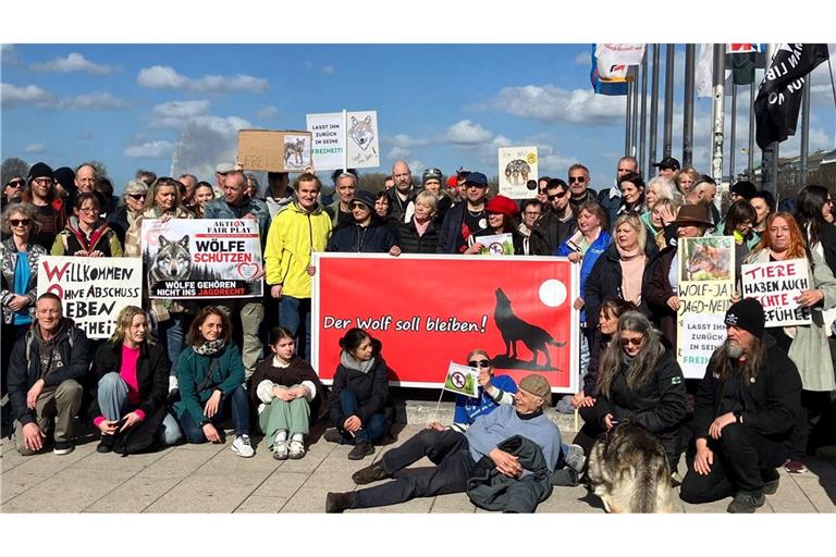 Nach Angaben der Veranstalter nahmen bis zu 150 Menschen an der Mahnwache für den Wolf teil.