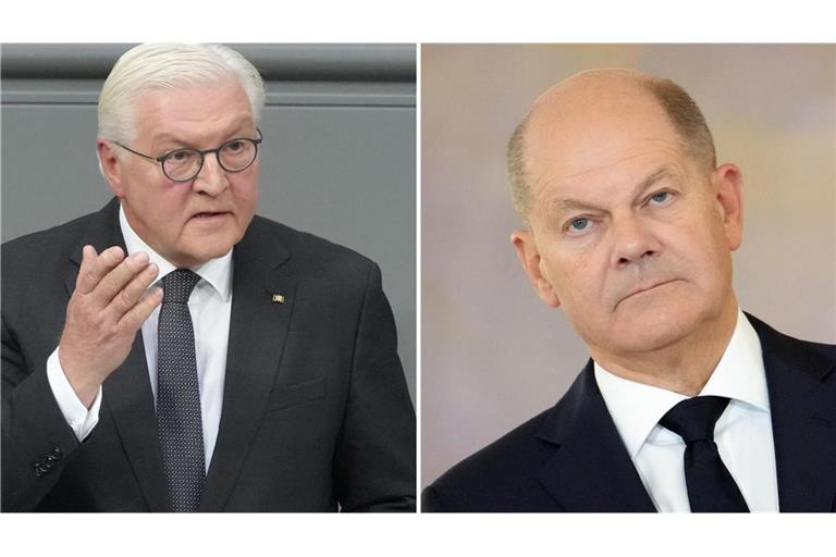 Nach Angaben eines Regierungssprechers wird Bundeskanzler Olaf Scholz (SPD) gemeinsam mit Steinmeier nach Rom reisen. (Archivbilder)