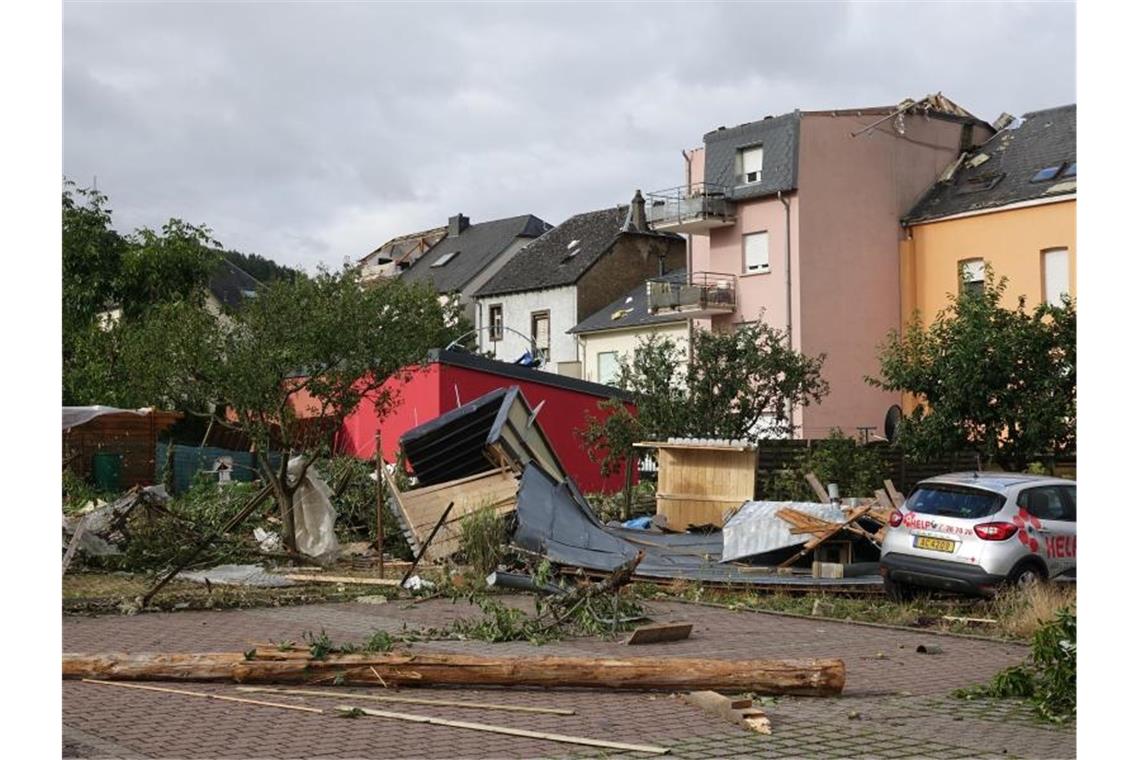 Nach dem Tornado im Südwesten Luxemburgs haben die Aufräumarbeiten begonnen. Foto. Harald Tittel Foto: Harald Tittel