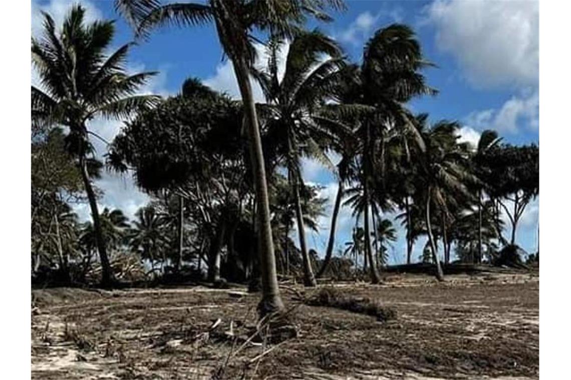 Nach Vulkanausbruch vor Tonga: Wie ist die Lage? Nach dem Vulkanausbruch. Foto: Consulate Of The Kingdom Of Tong/ZUMA Press Wire/dpa