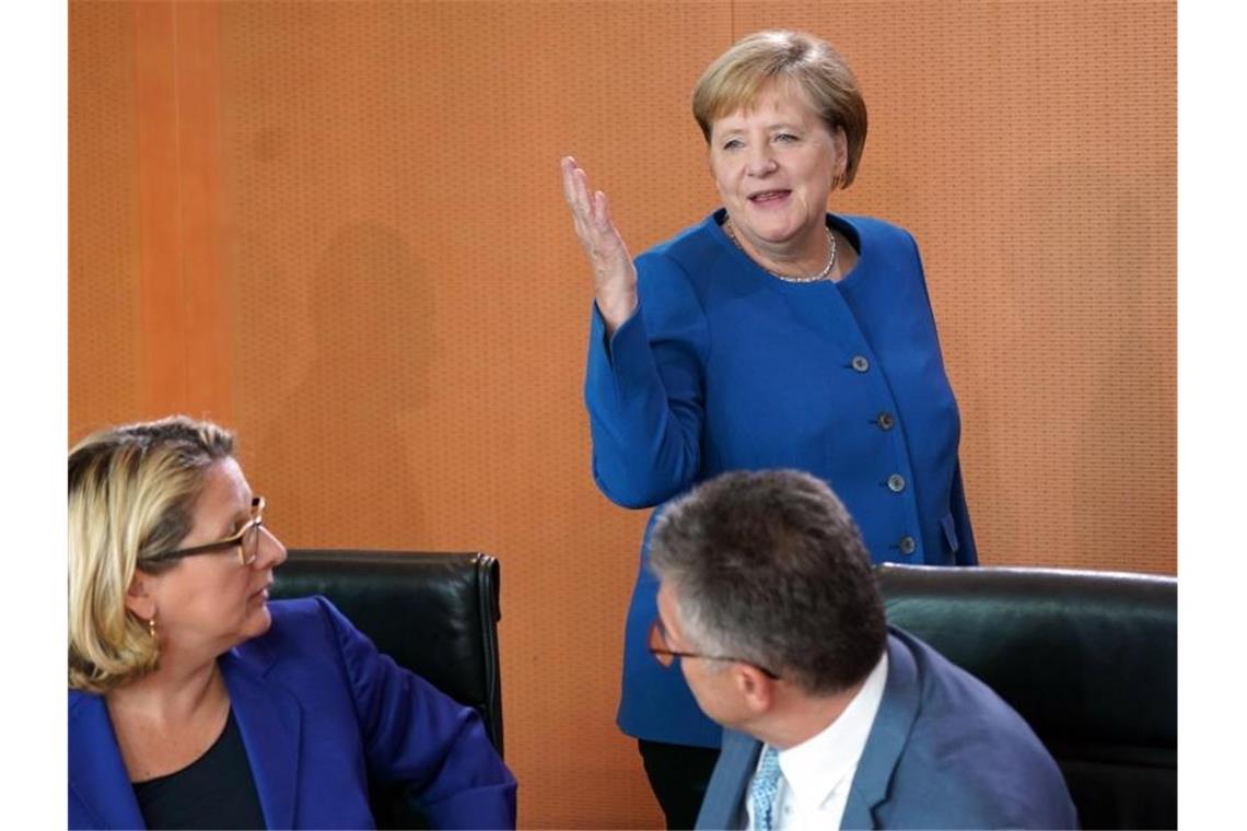 Nach der langen Verhandlungsnacht: Bundeskanzlerin Angela Merkel kommt zur Sitzung des Klimakabinetts. Foto: Kay Nietfeld