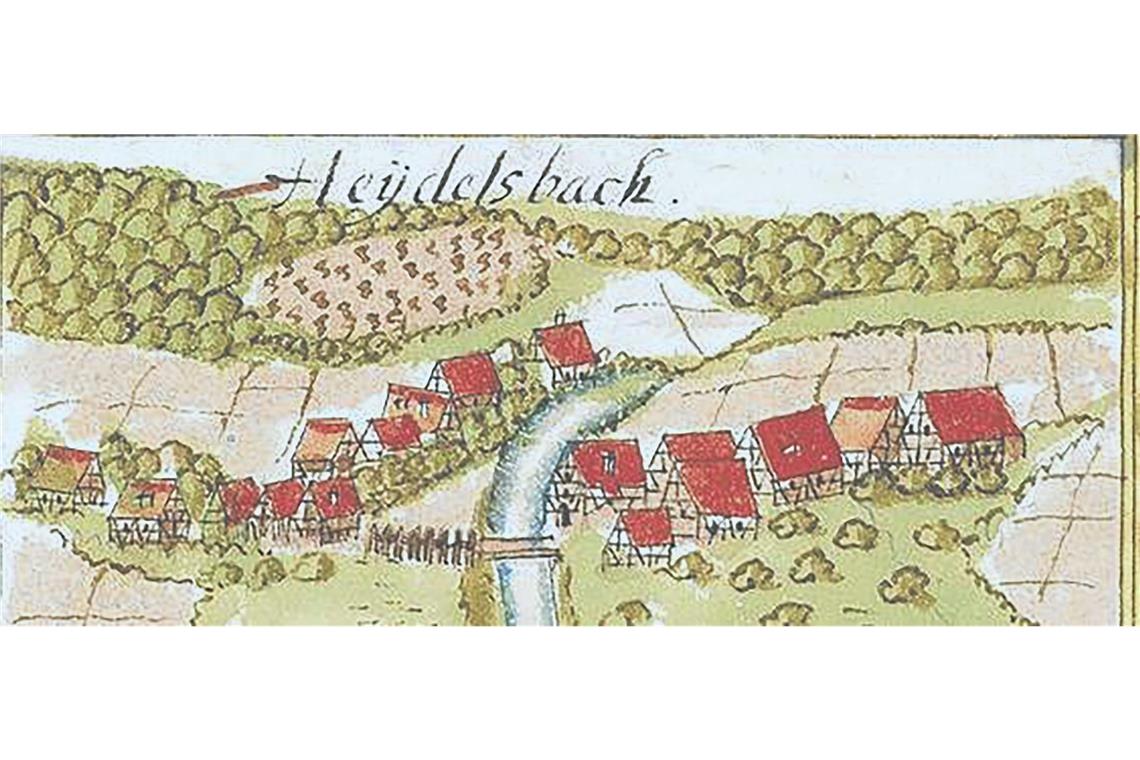 Nach derzeitiger Planung wird eine historische Darstellung Heutensbachs die Stelen des Erlebnispfads zieren.  Grafik: Dorfgemeinschaft Heutensbach