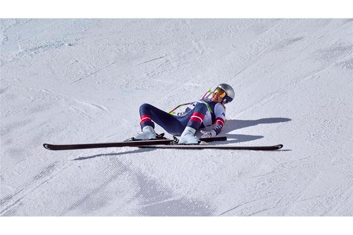 Nach ihrem Sturz blieb Vonn zunächst liegen und schrie vor Schmerzen.