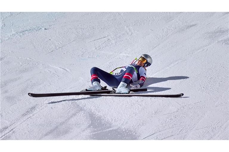 Nach ihrem Sturz blieb Vonn zunächst liegen und schrie vor Schmerzen.