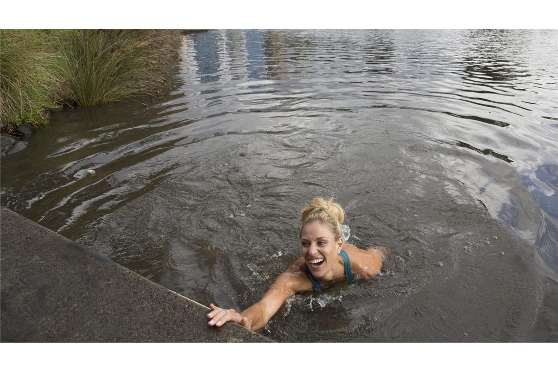 Nach ihrem Triumph in Melbourne 2016 sprang Angelique Kerber in den Yarra River.