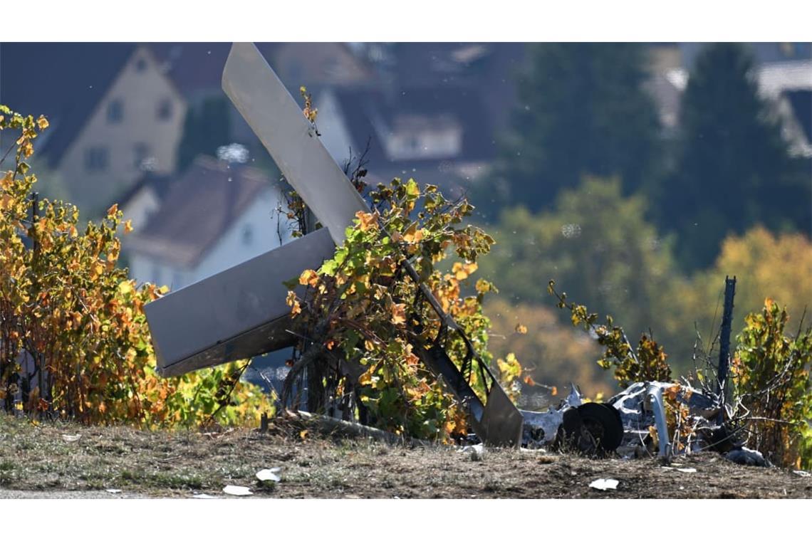 Nahe einem Hofgut in einem Weinberg in Gundelsheim (Landkreis Heilbronn) ist ein Kleinflugzeug abgestürzt und in Brand geraten.