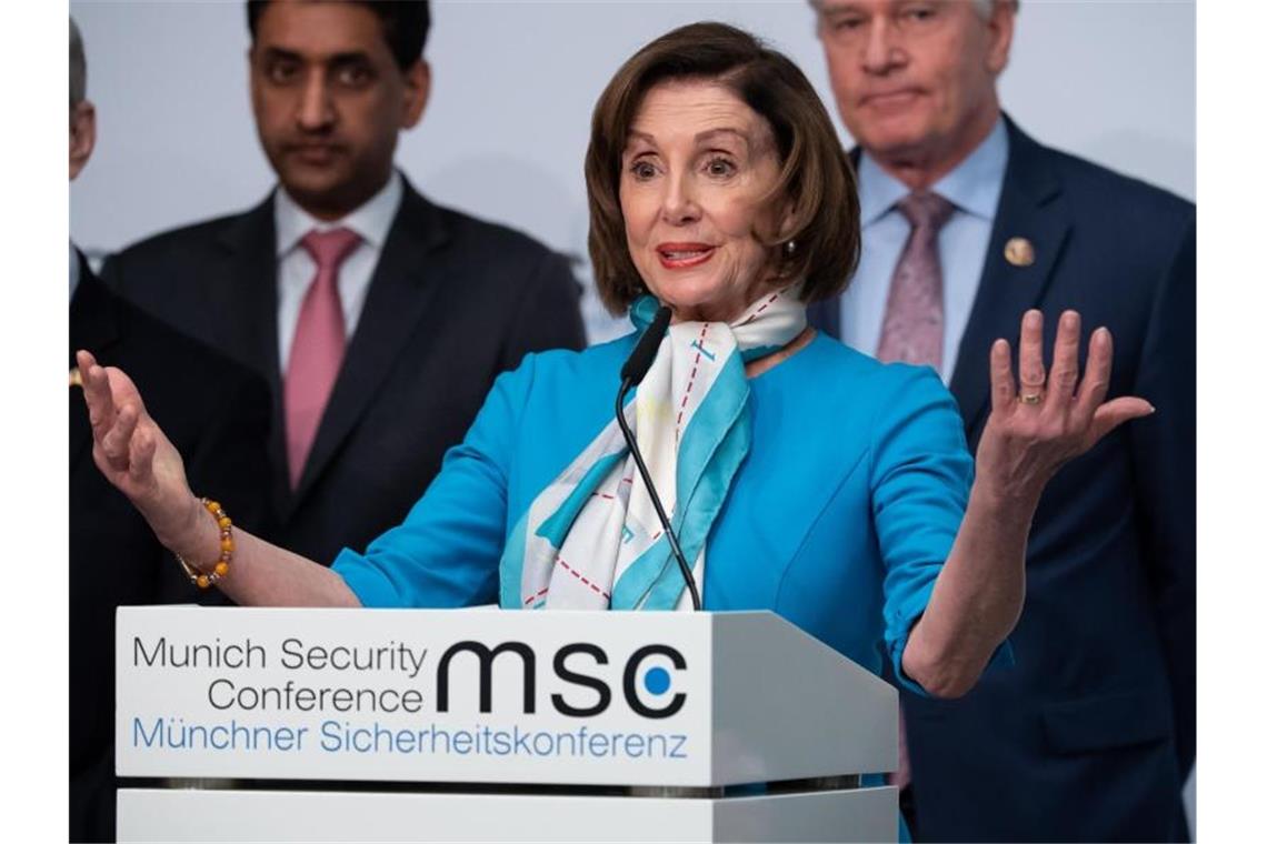 Nancy Pelosi, Sprecherin des US-Repräsentantenhauses, bei der Münchner Sicherheitskonferenz. Foto: Sven Hoppe/dpa