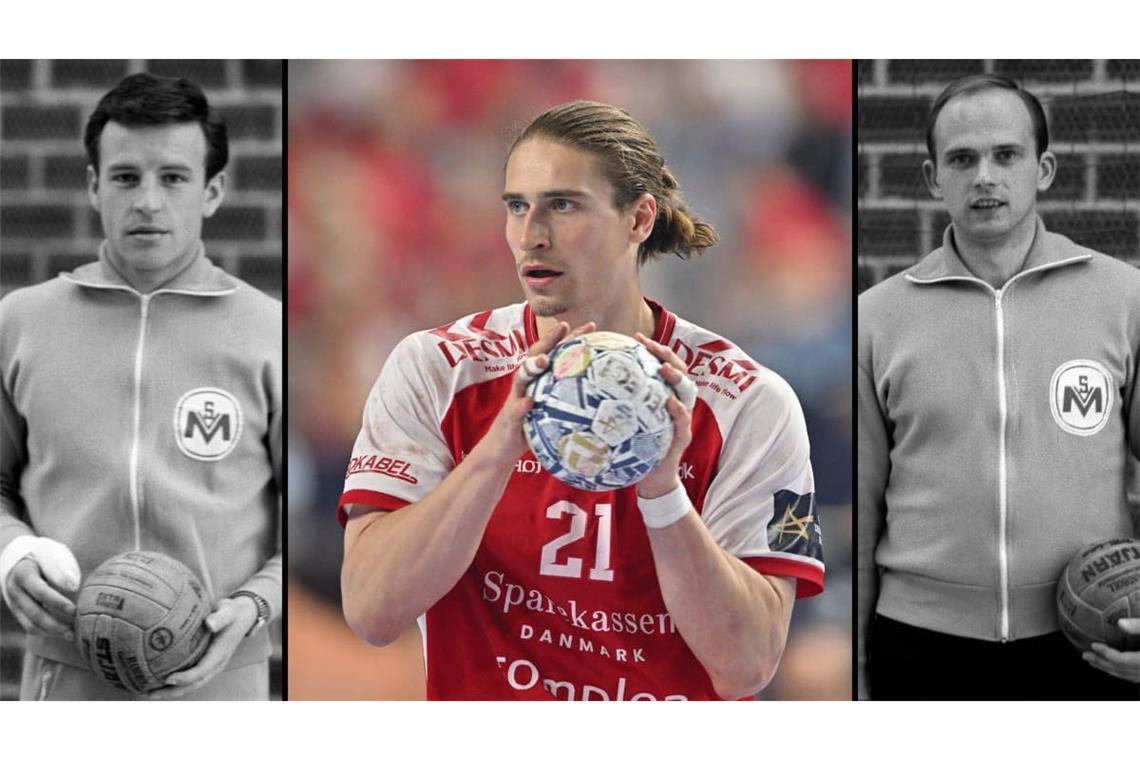 Nationalspieler damals und heute. Die Ex-Möhringer Bernd Mühleisen (links) und Wolf-Dieter Rösner (rechts) sowie der aktuelle Star Juri Knorr (Mitte).